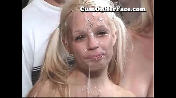 Blonde In Pigtail Bukkake